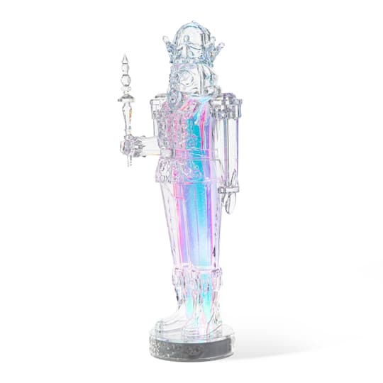 Glitzhome® 18" Acrylic Lighted Tabletop Nutcracker Figurine